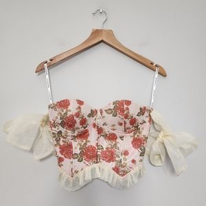 Valentine's Day Corset Top Cute Trendy Flattering Floral Red Pink Cream